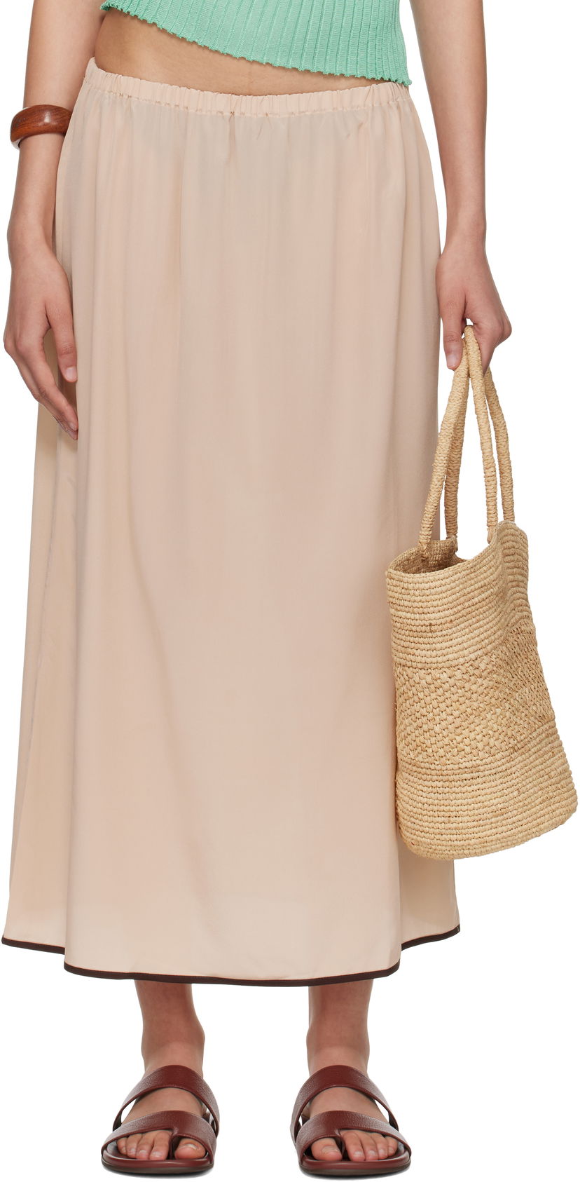 Hame Baserange Baserange Silk Maxi Slip Skirt Beige | KIN SKIRT