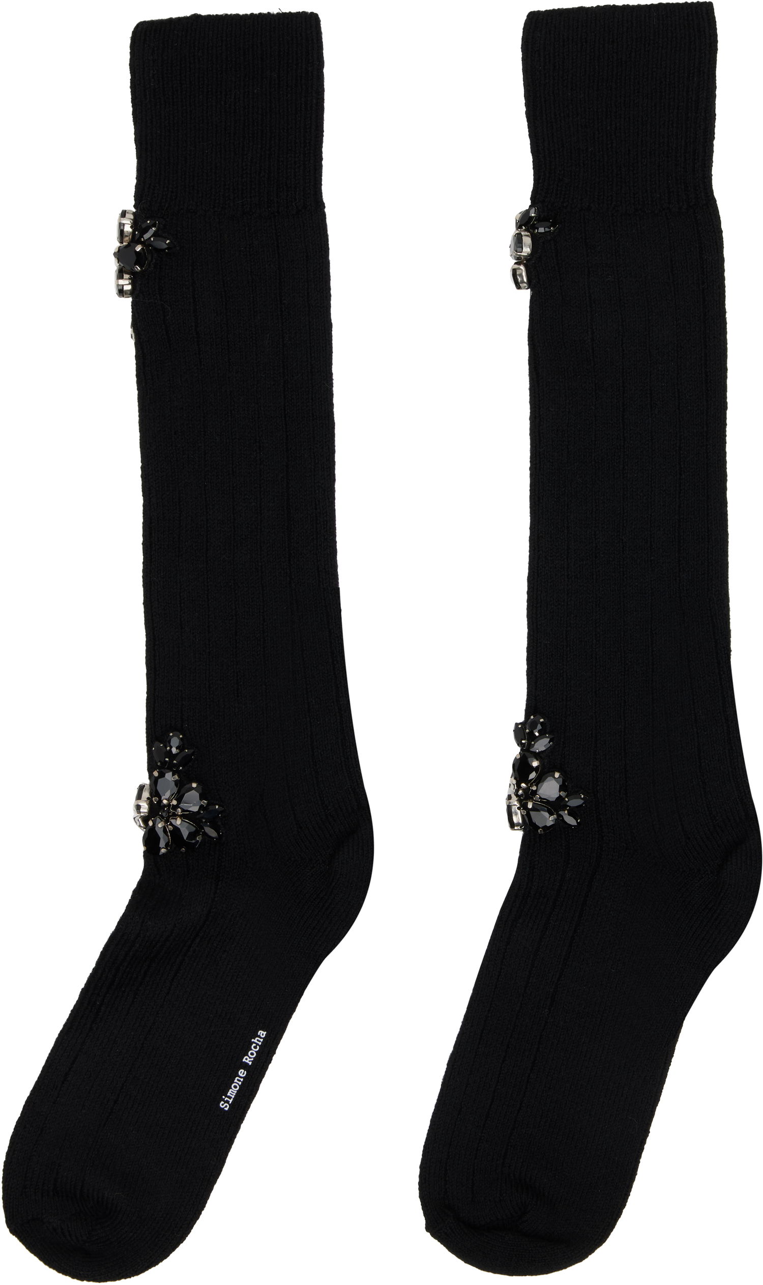Sukat Simone Rocha Simone Rocha Embellished Rose Knee Socks Musta | SOCK63B 0634, 1