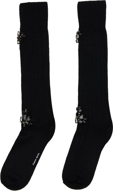 Sukat Simone Rocha Simone Rocha Embellished Rose Knee Socks Musta | SOCK63B 0634, 1