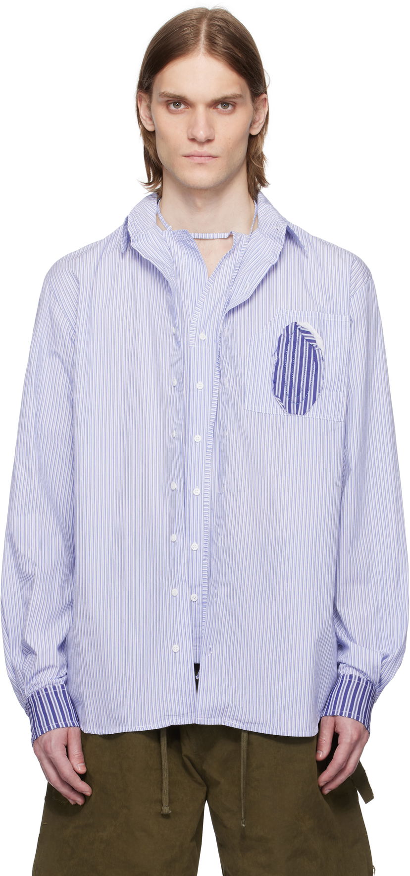 Paita Ottolinger Ottolinger Oversized Striped Shirt Sininen | 111-400311-02