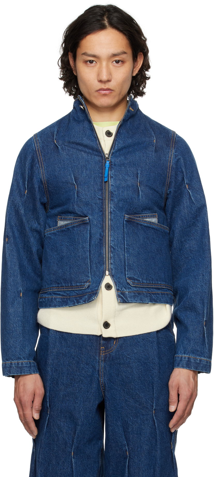 Takki ADER ERROR ADER error 0108 Cropped Denim Jacket Sininen | BO01SSJK0108BL