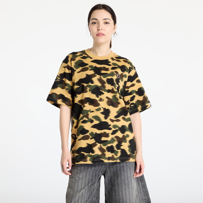 T-paita BAPE A BATHING APE 1St Camo Jacquard Ape Head Relaxed Fit Tee Keltainen | 001CSL301304MYEL