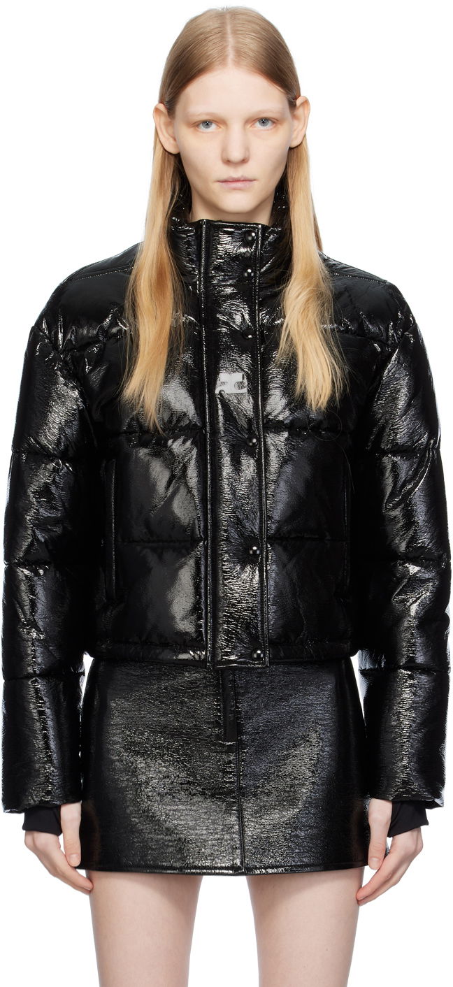 Puffer takki Courrèges Courrèges Embroidered Puffer Jacket Musta | 323CMA106VY0016