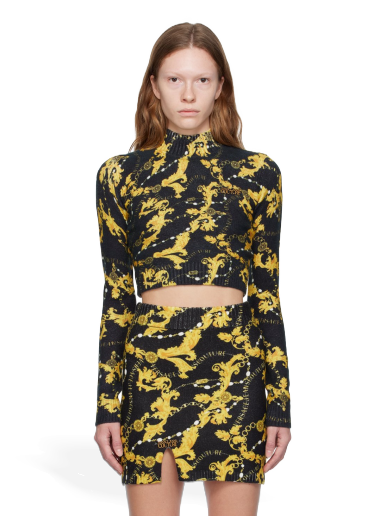 Crop top Versace Jeans Couture Chain Couture Sweater Musta | E75HAFM40_ECM34N