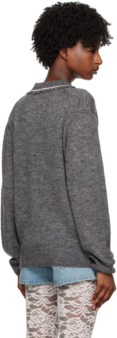 Villapaita We11done Frayed Polo Sweater Harmaa | WD-KT1-23-665-U-GY, 2