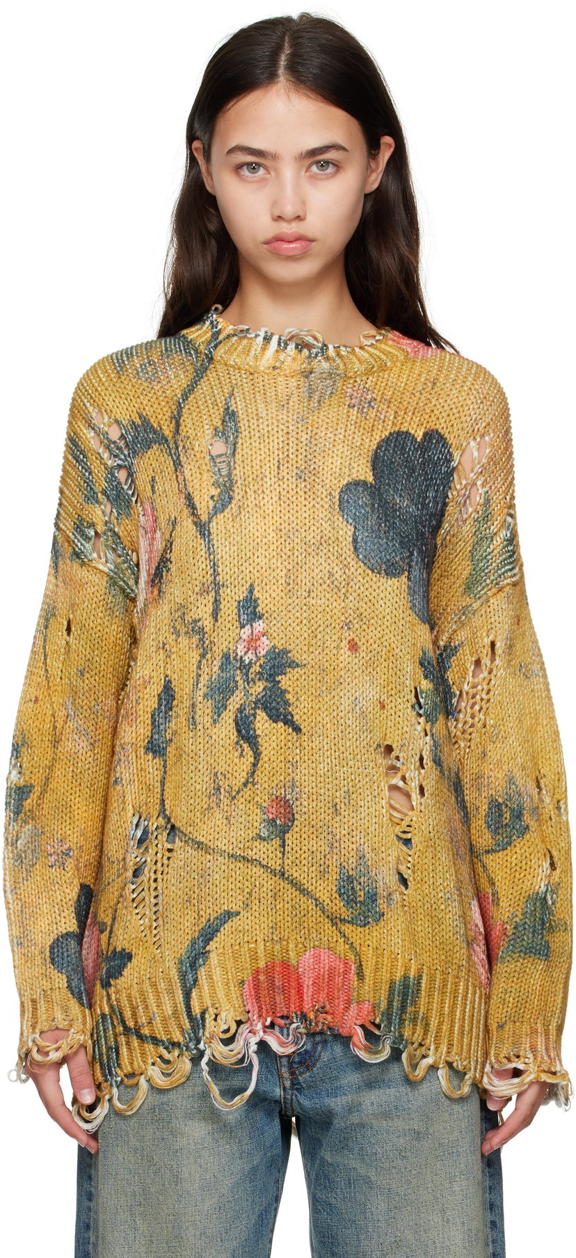 Villapaita R13 R13 Printed Oversized Sweater Keltainen | R13WY197-Y222A