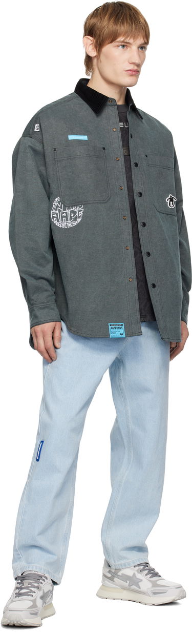 Paita AAPE by A Bathing Ape AAPE by A Bathing Ape Reversible Logo Button Down Shirt Harmaa | AAPSTM8502XXNBKL, 4