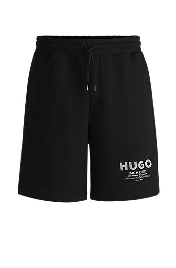 Shortsit BOSS HUGO Loose Fit Cotton Terry Shorts with Logo Musta | 50510728