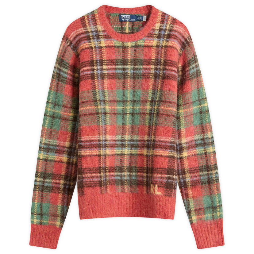 Villapaita Polo by Ralph Lauren Ralph Lauren Mohair Check Knit Jumper, Size Large Punainen | 710978083001-Red