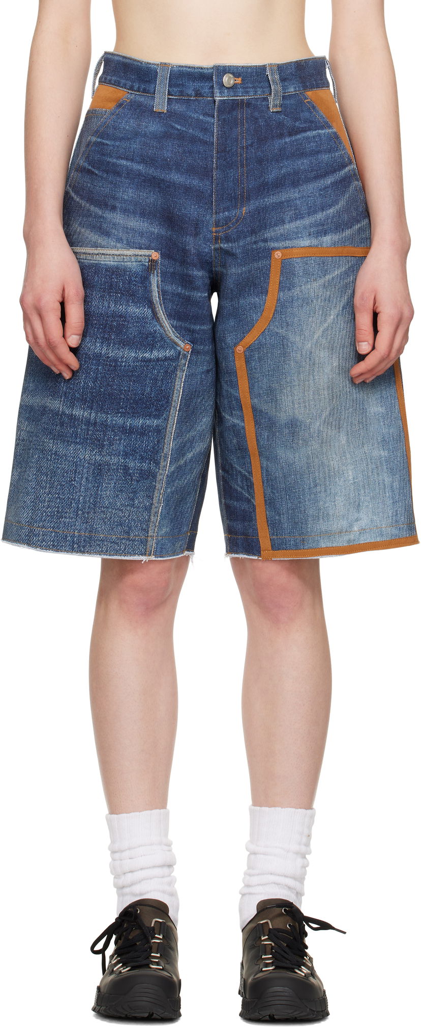 Shortsit Andersson Bell Andersson Bell Trompe L'oeil Double-Knee Denim Shorts Sininen | apa786u