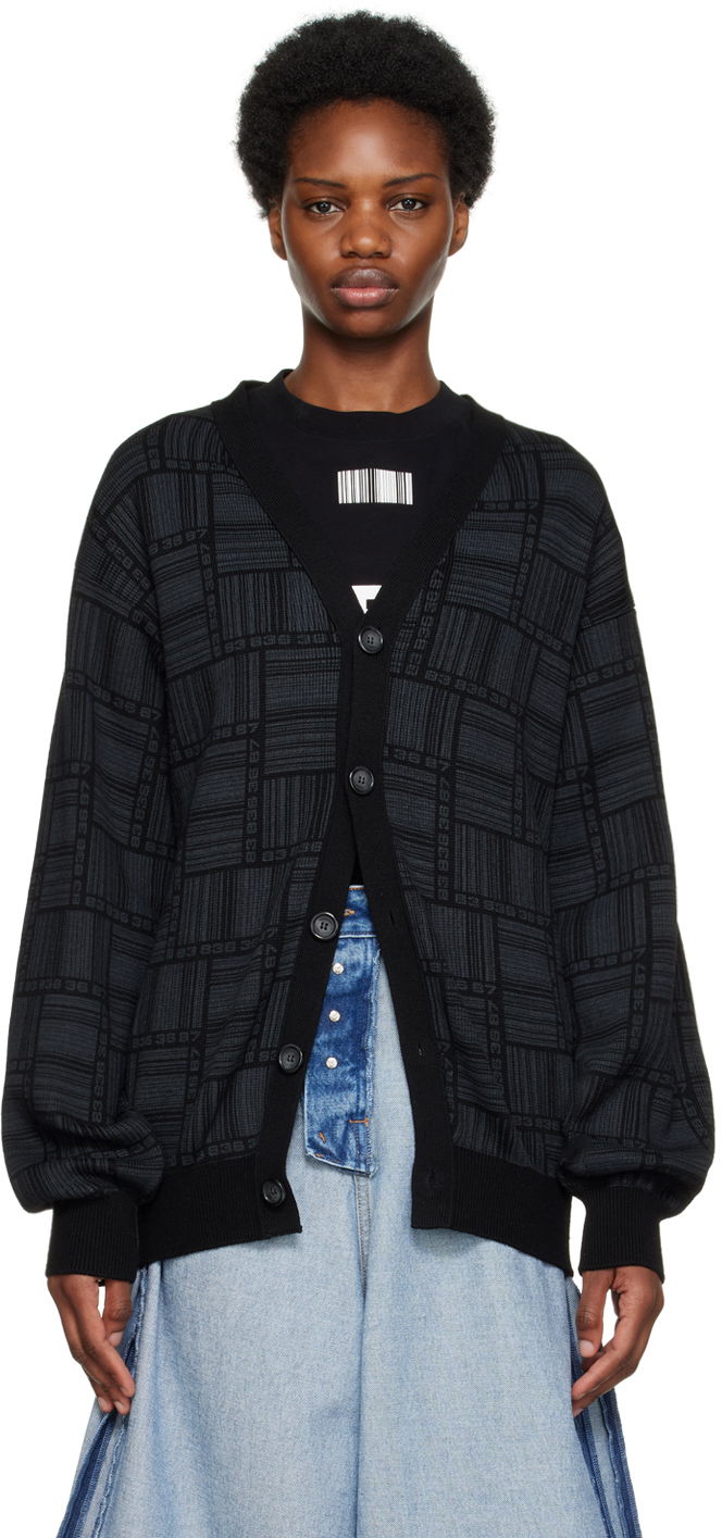 Villapaita VETEMENTS Barcode Pattern Cardigan Musta | VL14KN600B