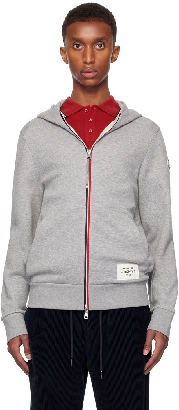 Huppari Moncler Zip-Up Hoodie With Hood Harmaa | J20918G0000489A8F