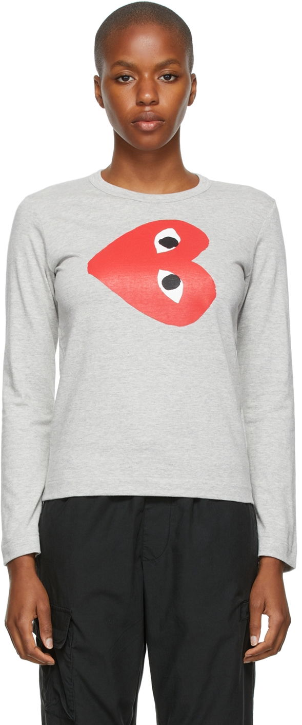 T-paita Comme des Garçons COMME des GARÇONS PLAY Rotated Heart T-Shirt Harmaa | P1T267