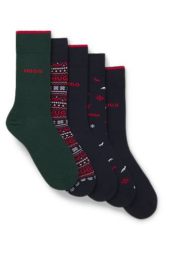 Sukat BOSS Five-pack regular-length socks with assorted patterns and logo detailing Monivärinen | 50546686, 0