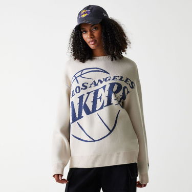 Villapaita New Era New Era NBA LA Lakers Oversized Knit Sweater Beige | 60684350, 2