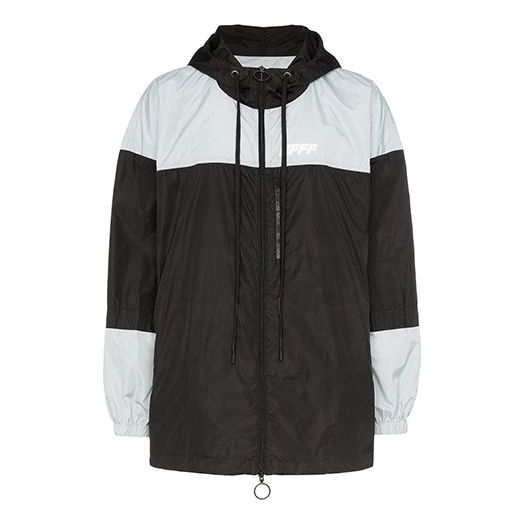 Tuulitakki Off-White Splicing Hooded Jacket Musta | OMEA169E19E060031091