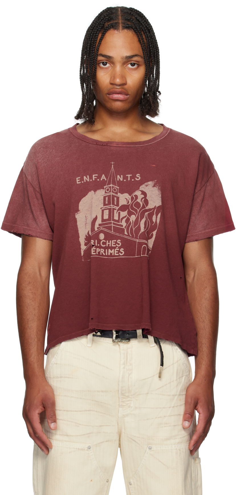 T-paita Enfants Riches Déprimés Enfants Riches Déprimés Burning Church Graphic T-Shirt Burgundia | 010-820