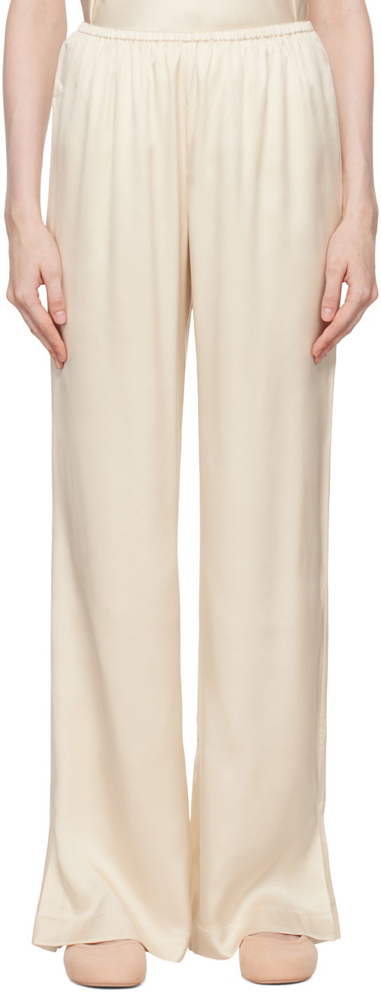 Housut Anine Bing Silk Wide Leg Trousers Beige | A-03-3353-SDA26