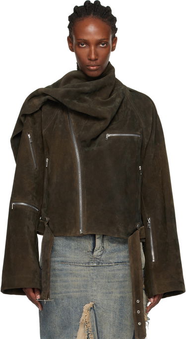 Takki Rick Owens Concordians Cropped Scarf Flight Suede Jacket Ruskea | RO02E4793 LCSI, 0