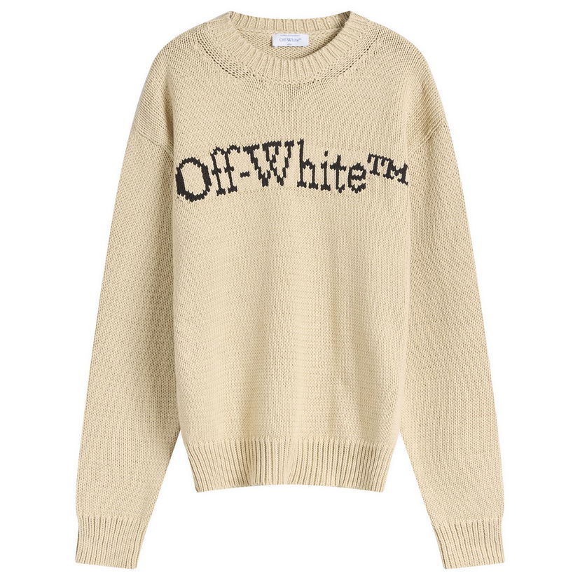 Villapaita Off-White Off-White Big Bookish Chunky Knit Sweater Beige | OMHE167S25KNI0016110