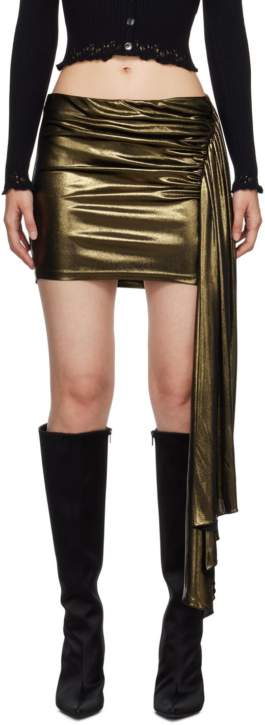 Hame Blumarine Gathered Metallic Mini Skirt Metallinen | A344G013A