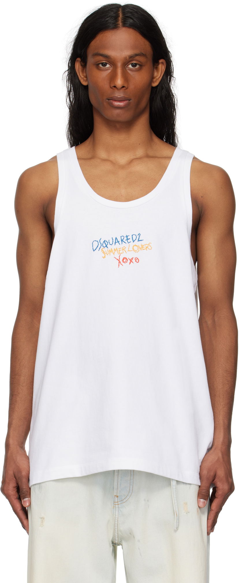 Tankkitoppi DSQUARED2 Dsquared2 'Summer Lovers' Sport Fit Tank Top Valkoinen | S78NL0034-S24583-100