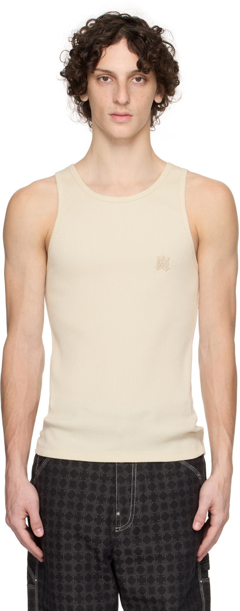 Tankkitoppi AMIRI AMIRI MA Tonal Ribbed Tank Top Beige | AMJYTT1006
