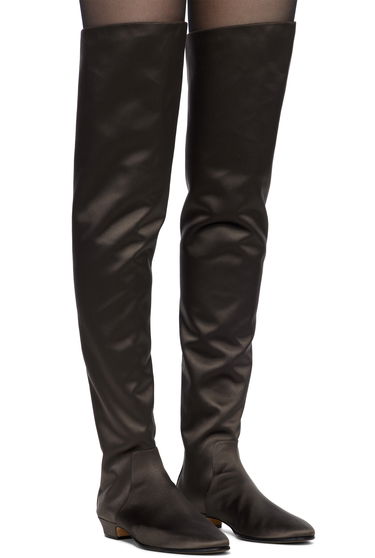 Tennarit ja kengät The Row The Row Hereditas 25 Satin Tall Boots Ruskea | F1528-W326, 3