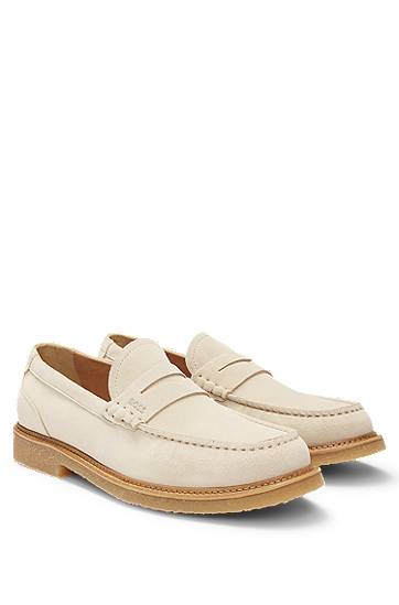 Asusteet BOSS Suede Moccasins with Crepe Outsole Beige | 50541772