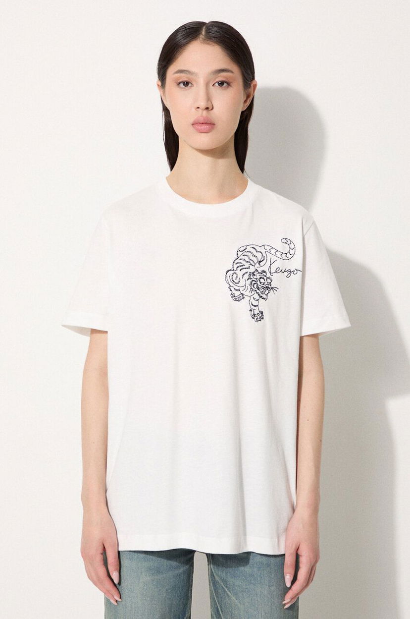 T-paita KENZO Gots Star Tiger Emb Loose T-Shirt Valkoinen | FE62TS1354SG.02