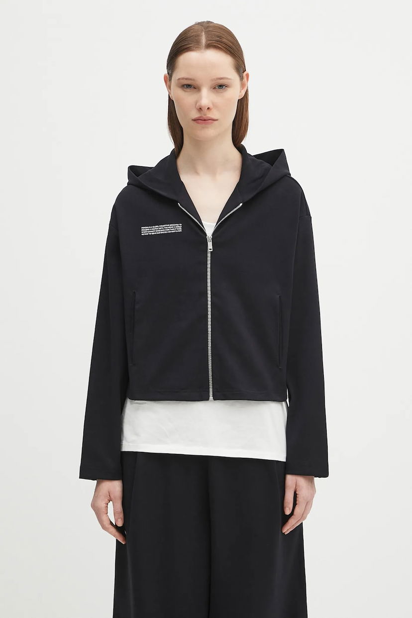 Huppari PANGAIA Pangaia DNA Double Jersey Zip Up Cropped Hoodie Musta | 10002361