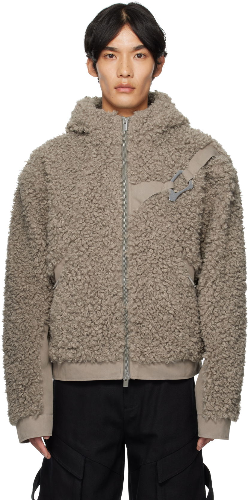Takki HELIOT EMIL Heliot Emil Chiaroscuro Fleece Hooded Jacket Harmaa | PREAW25_M_02_155_DST19