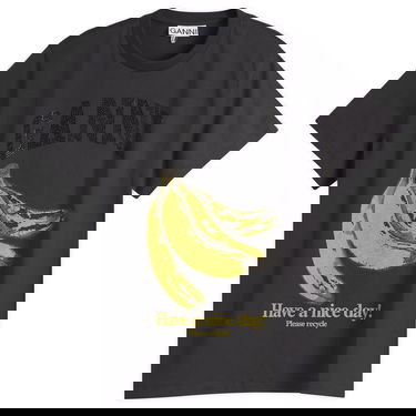 T-paita GANNI GANNI Banana Print T-Shirt with Rhinestones Musta | T4238-252, 0