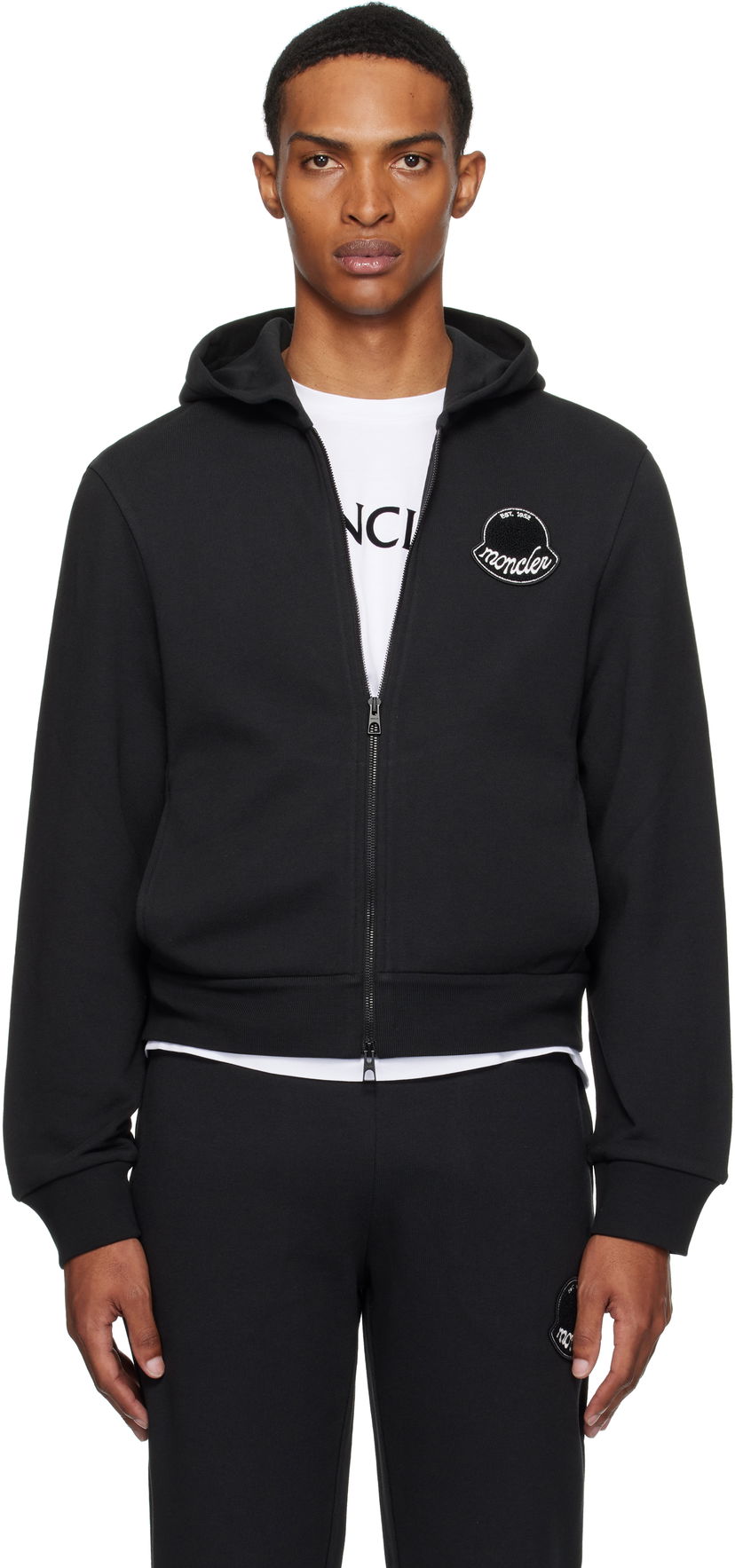 Huppari Moncler Moncler Logo Cotton Zip-Up Hoodie Musta | K20918G0002389AZU