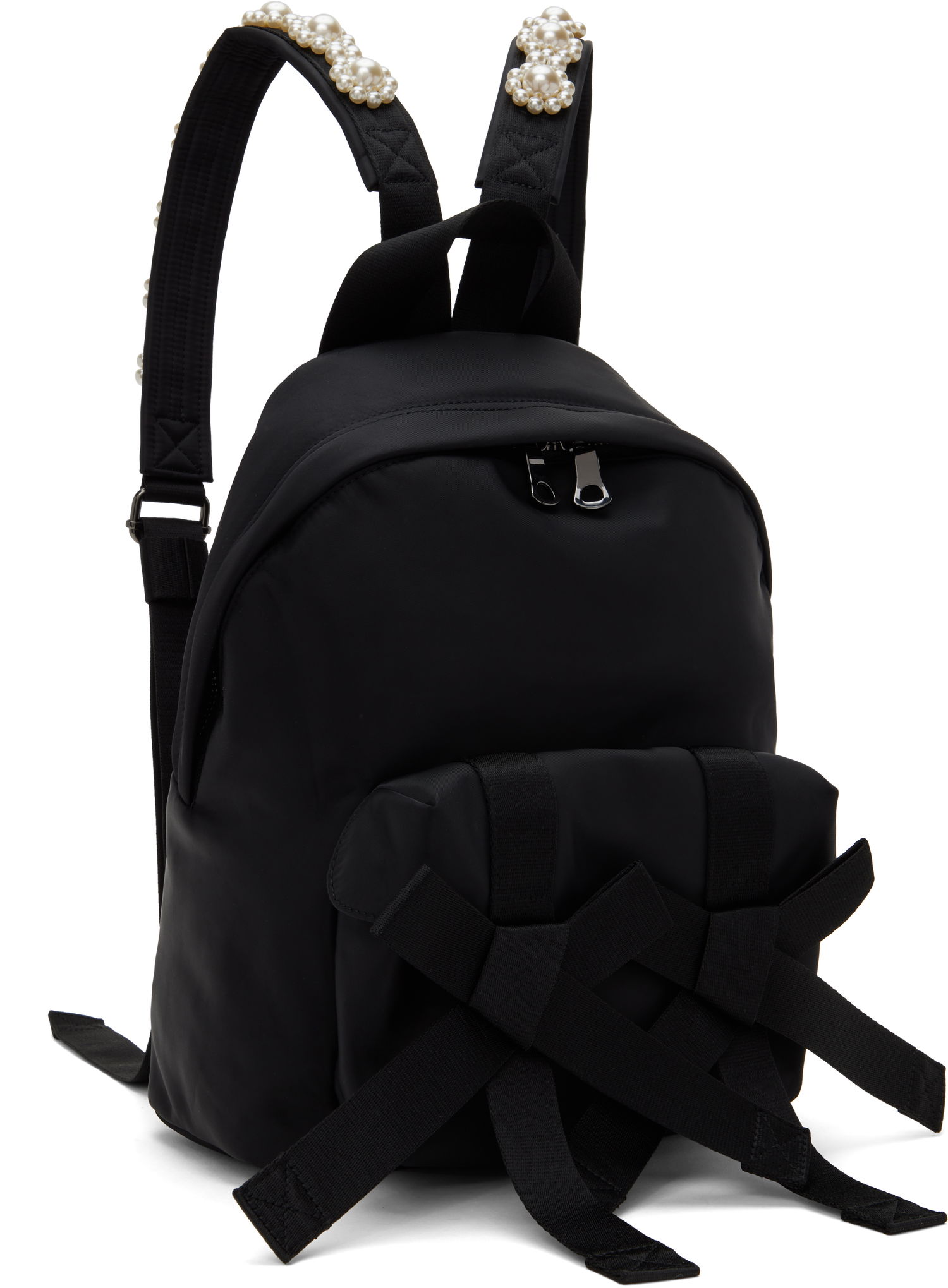Reppu Simone Rocha Simone Rocha Beaded Utility Bow Backpack Musta | BAG179TB 0761, 1