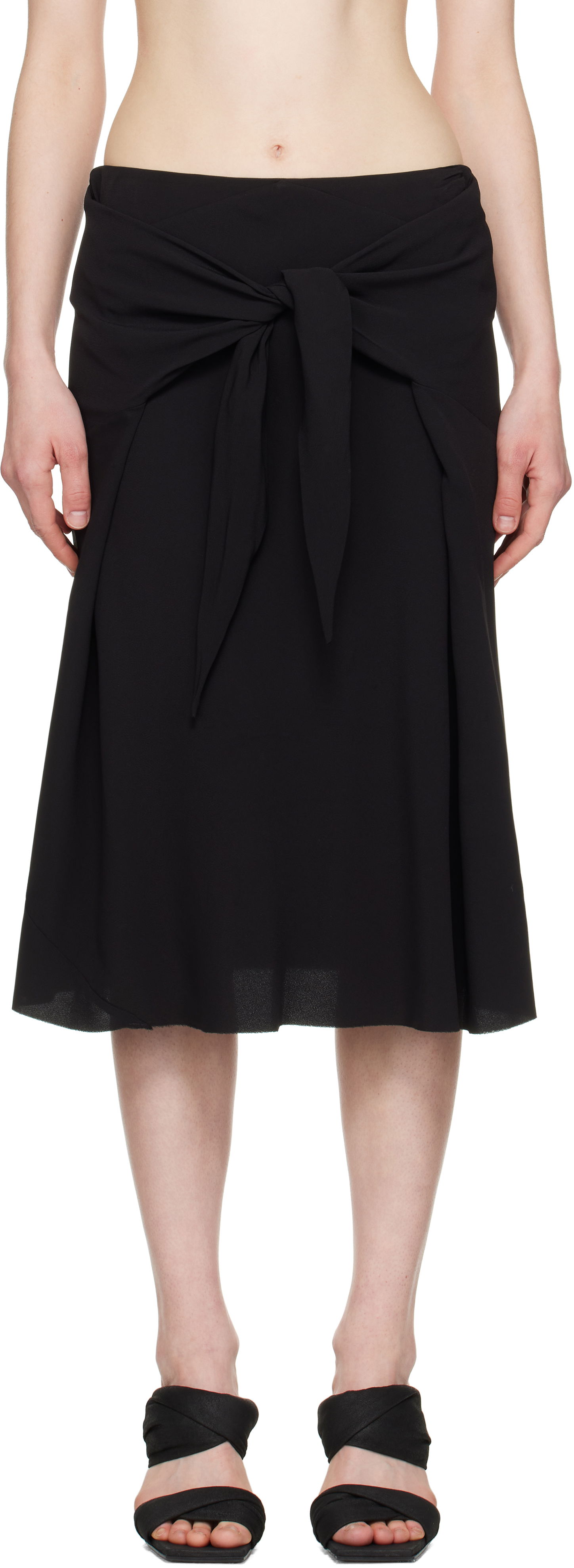 Hame Rick Owens Rick Owens Hollywood Strutter Tie Midi Skirt Musta | RP01E7372 Y, 0