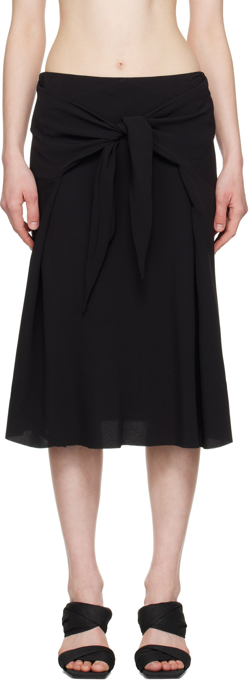 Hame Rick Owens Rick Owens Hollywood Strutter Tie Midi Skirt Musta | RP01E7372 Y