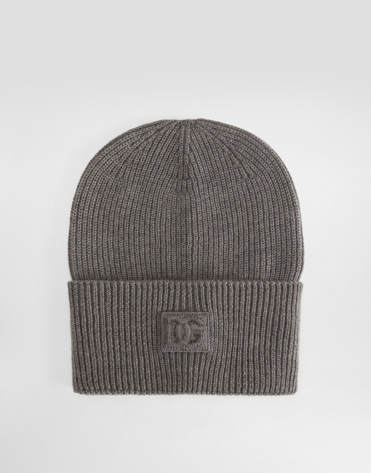 Pipo Dolce & Gabbana Dolce & Gabbana Ribbed Knit Wool Beanie with Embossed Logo Patch Harmaa | GX15KZJDVCIS8292, 0