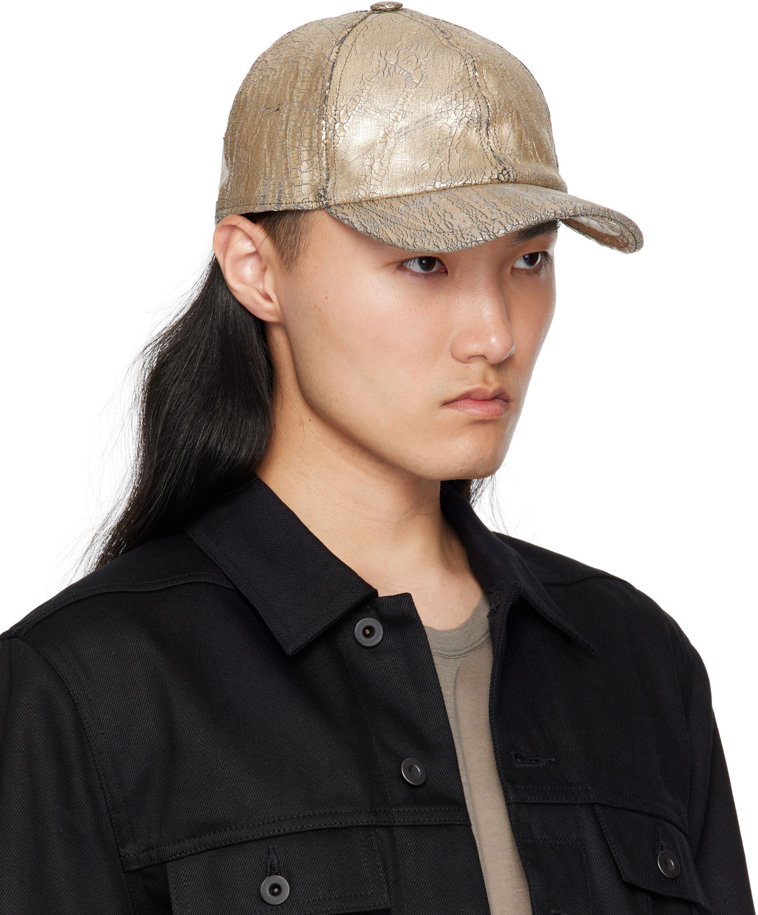 Korkki Rick Owens Rick Owens DRKSHDW Megacrust Denim Baseball Cap Metallinen | DA01E3478 SGMC, 1