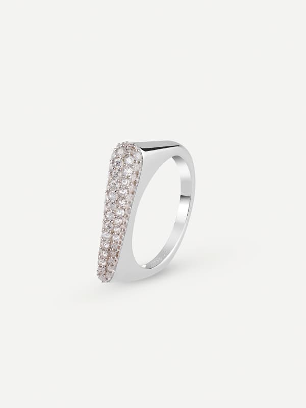 Sormus GUESS Silver Tone Ring with Pave Crystals Metallinen | JSBR04503JW, 0