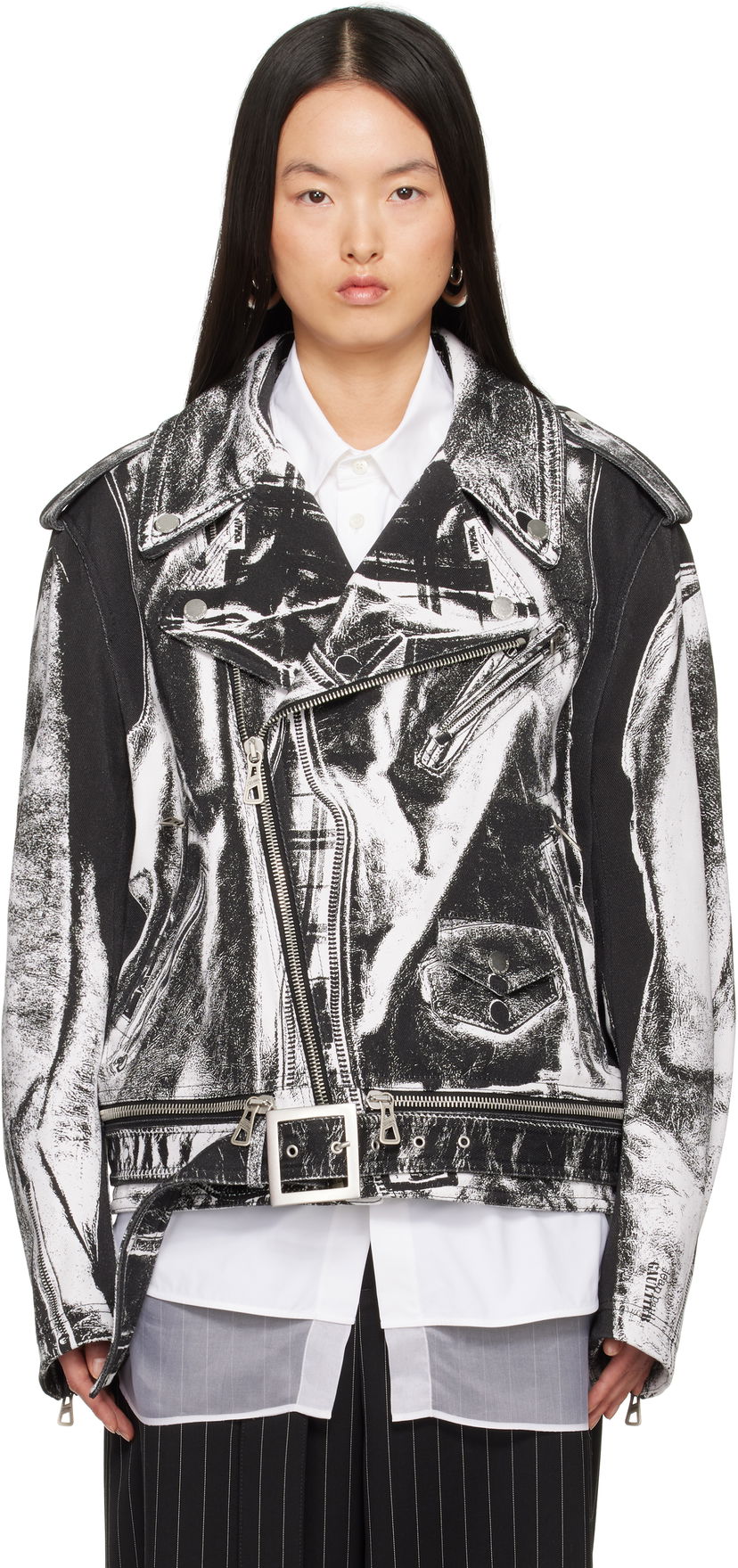 Takki Jean Paul Gaultier Jean Paul Gaultier Trompe-L’Œil Perfecto Denim Jacket Valkoinen | 25/33-F-BL055I-C569-0001