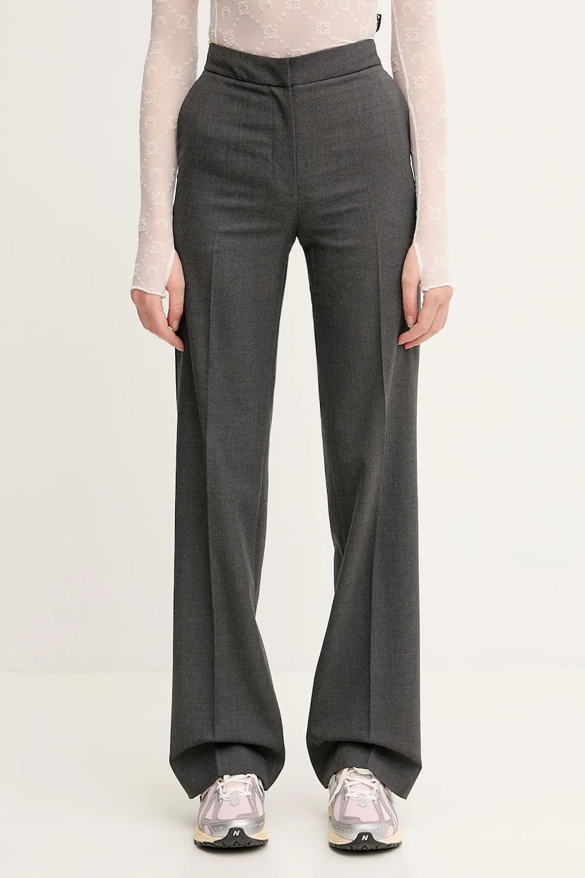 Housut Marine Serre Marine Serre Regenerated Tailoring Wide Leg High Waist Trousers Harmaa | WPA154A.DWOV0057