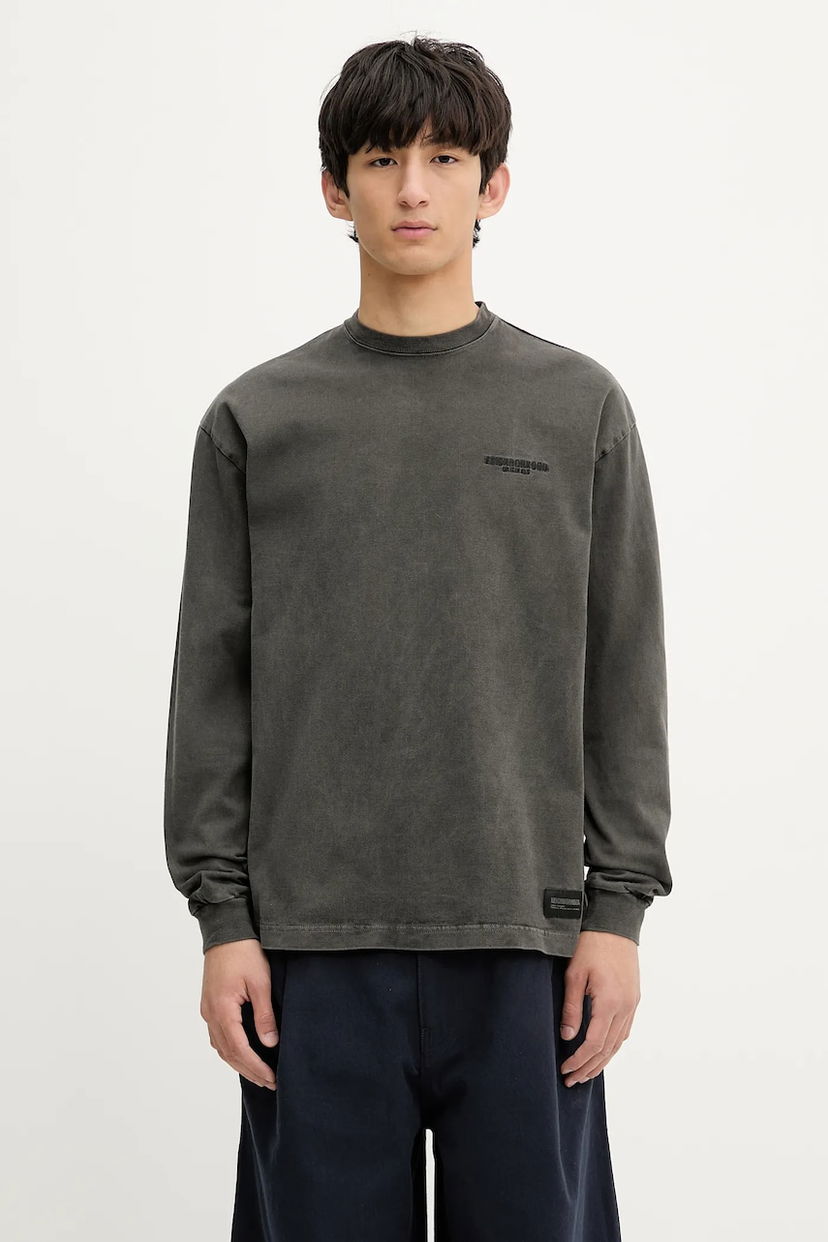 T-paita Neighborhood NEIGHBORHOOD Pigment Dyed Crewneck Ls Long Sleeve T-Shirt Harmaa | 251FPNH.CSM12