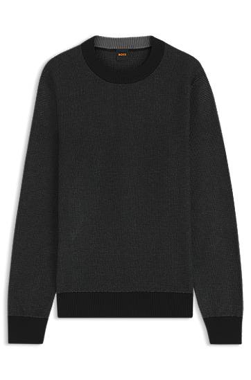 Villapaita BOSS Cotton-blend sweater with two-tone structure Musta | 50548673