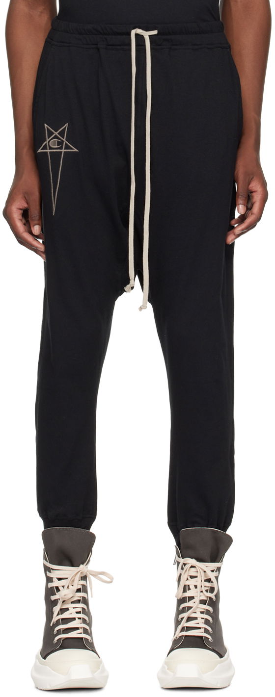 Verryttelyhousut Rick Owens Sweatpants With Embroidered Logo Musta | CM01D9244 CHJER
