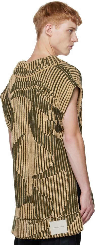 Villapaita Feng Chen Wang Feng Chen Wang Jacquard Oversized V-Neck Vest Beige | FUF14KT06, 2
