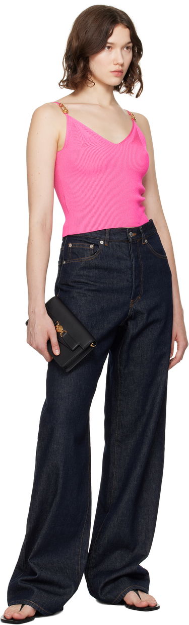 Tankkitoppi Versace Versace Safety Pin Knit Crop Camisole Vaaleanpunainen | 1017770_1A12699, 3