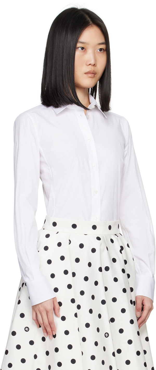 Paita Dolce & Gabbana White Spread Collar Shirt Valkoinen | F5G19T FUEEE, 1
