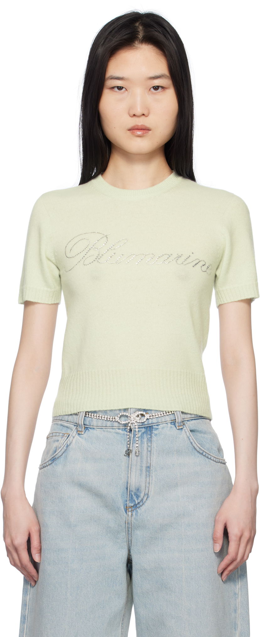 Villapaita Blumarine Blumarine Cashmere Cropped Sweater Vihreä | P522M548A