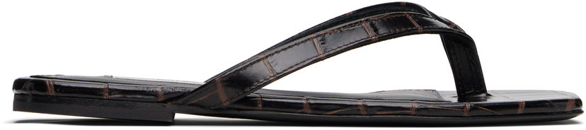 Vaatteet TOTEME TOTEME Croco-Embossed Flip-Flops Musta | 252-WAS4557-LE0076